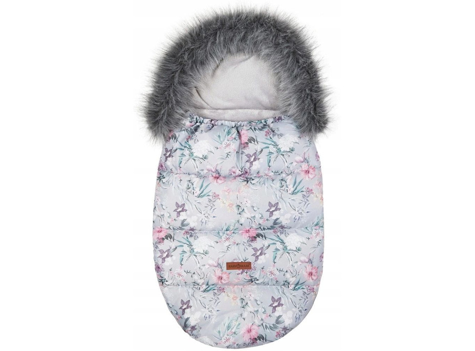 Detský fusak do kočíka BABYMAM Premium - Levanduľová záhrada/sivý