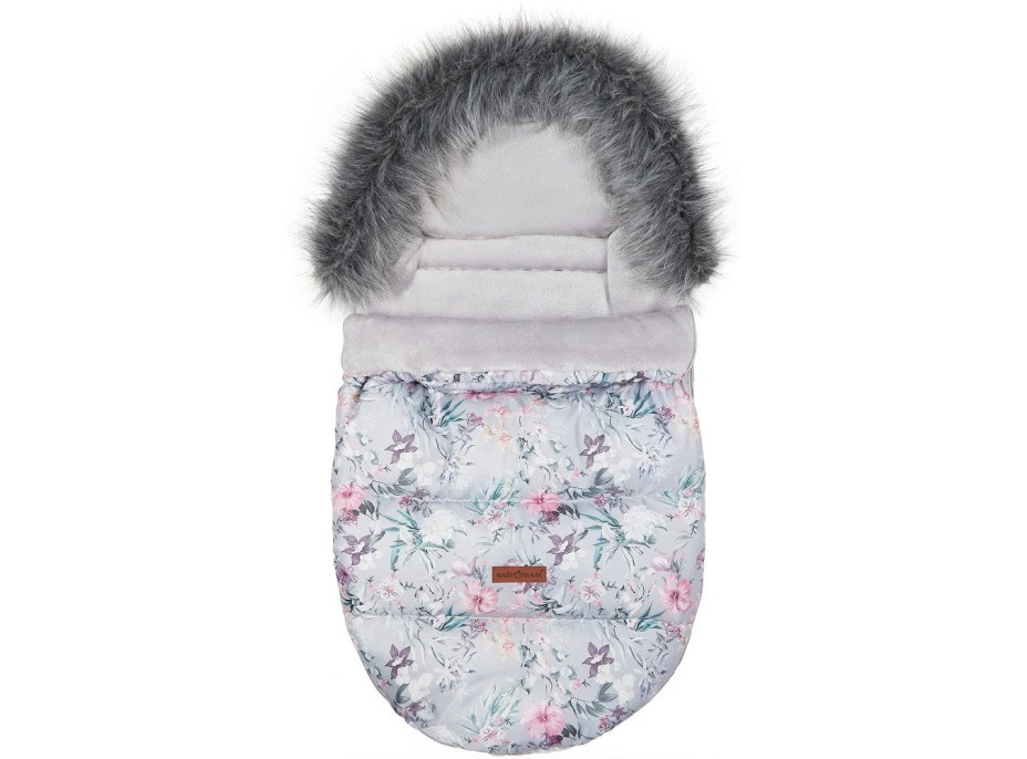 Detský fusak do kočíka BABYMAM Premium - Levanduľová záhrada/sivý