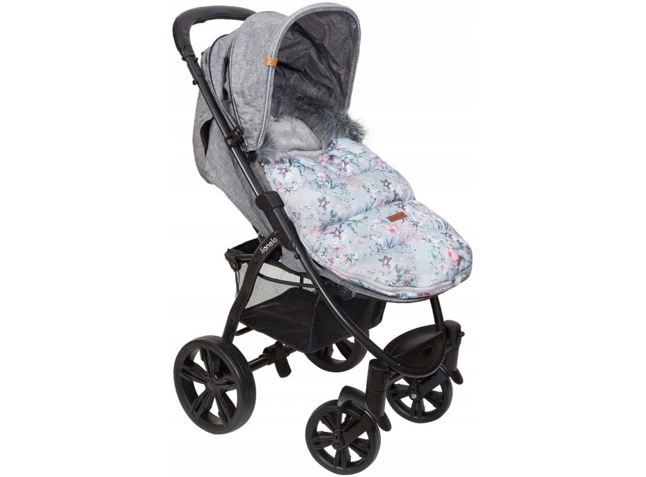 Detský fusak do kočíka BABYMAM Premium - Levanduľová záhrada/sivý