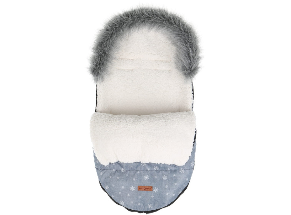 Detský fusak do kočíka BABYMAM Premium - Vlk/baránok ecru