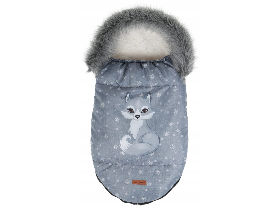 Detský fusak do kočíka BABYMAM Premium - Vlk/baránok ecru