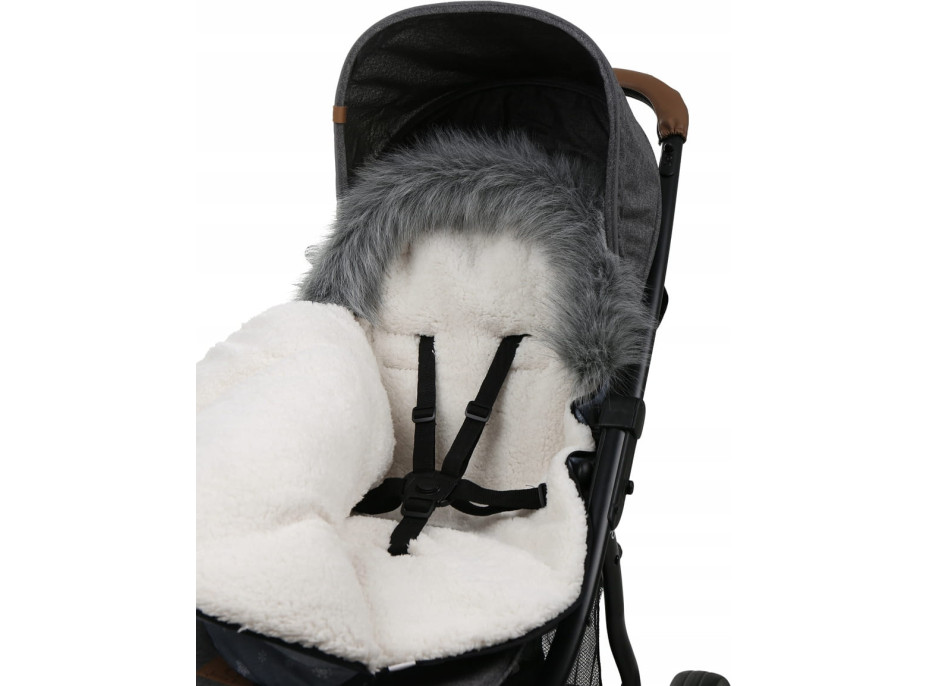 Detský fusak do kočíka BABYMAM Premium - Vlk/baránok ecru