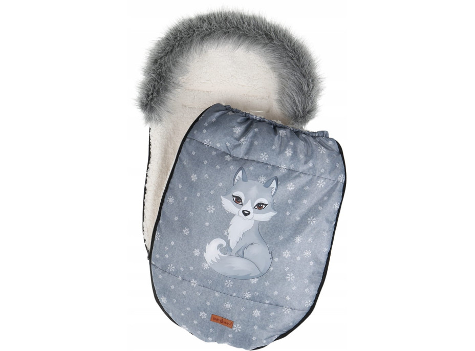 Detský fusak do kočíka BABYMAM Premium - Vlk/baránok ecru