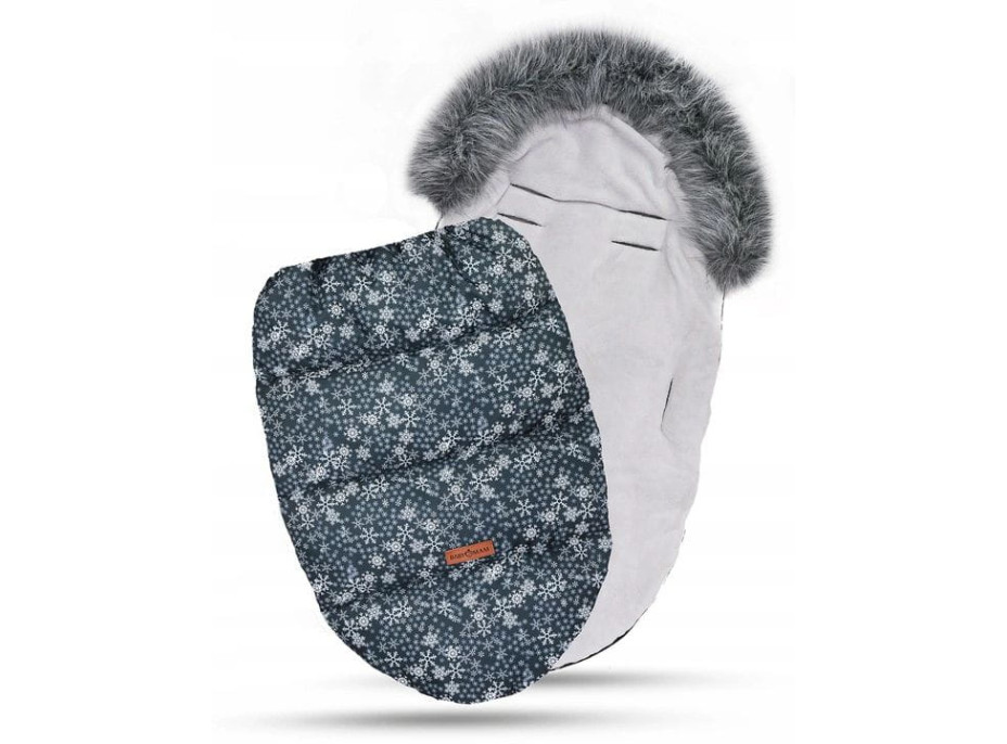 Detský fusak do kočíka BABYMAM Premium - Vločky/sivý