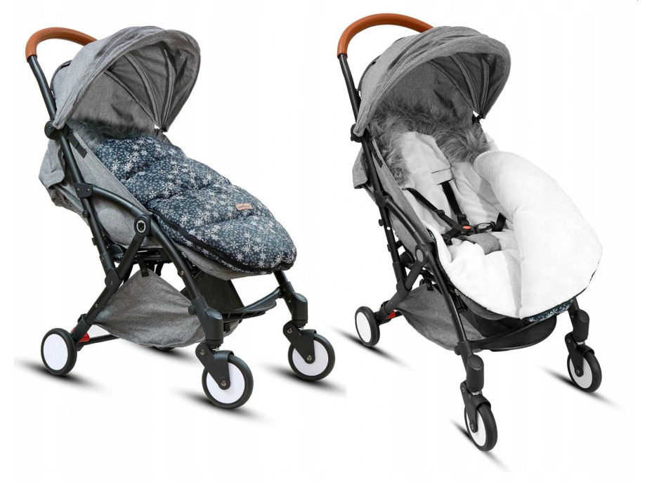 Detský fusak do kočíka BABYMAM Premium - Vločky/sivý