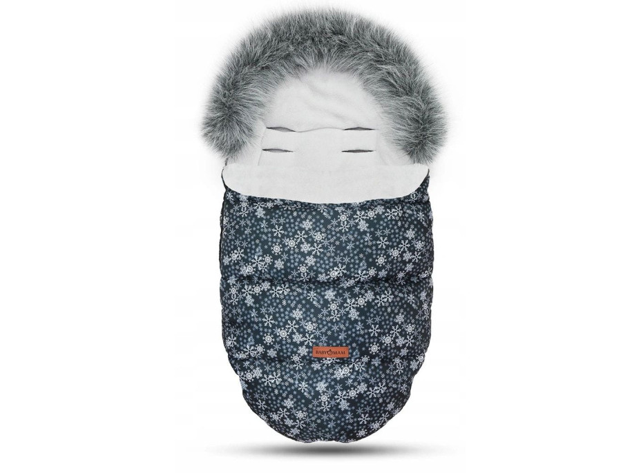 Detský fusak do kočíka BABYMAM Premium - Vločky/sivý