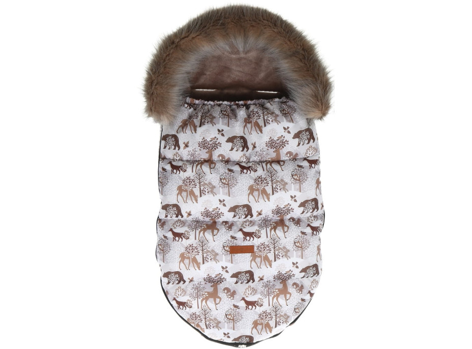 Detský fusak do kočíka BABYMAM Premium - Zimný les/cappuccino