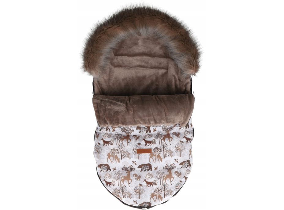 Detský fusak do kočíka BABYMAM Premium - Zimný les/cappuccino