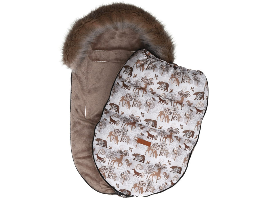 Detský fusak do kočíka BABYMAM Premium - Zimný les/cappuccino