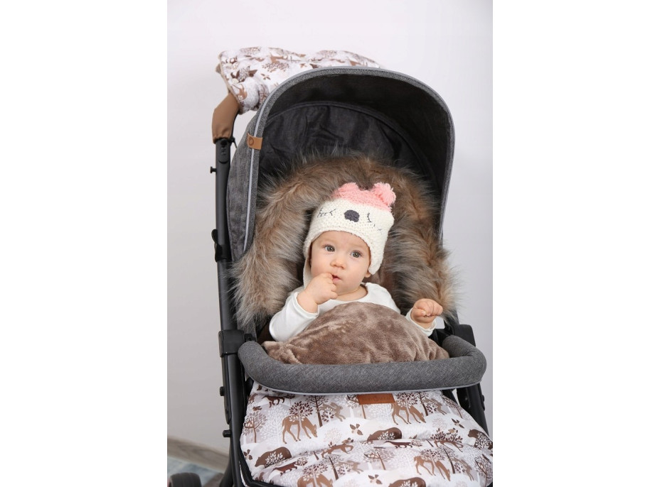 Detský fusak do kočíka BABYMAM Premium - Zimný les/cappuccino