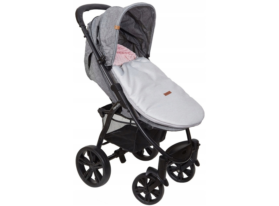 Detský fusak s kapucňou BABYMAM Soft Nature - svetlo šedý melange/ružová minky