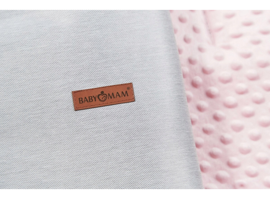 Detský fusak s kapucňou BABYMAM Soft Nature - svetlo šedý melange/ružová minky