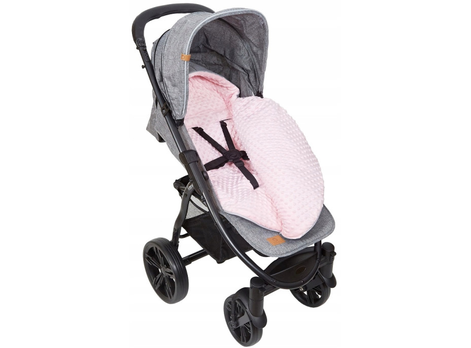 Detský fusak s kapucňou BABYMAM Soft Nature - svetlo šedý melange/ružová minky