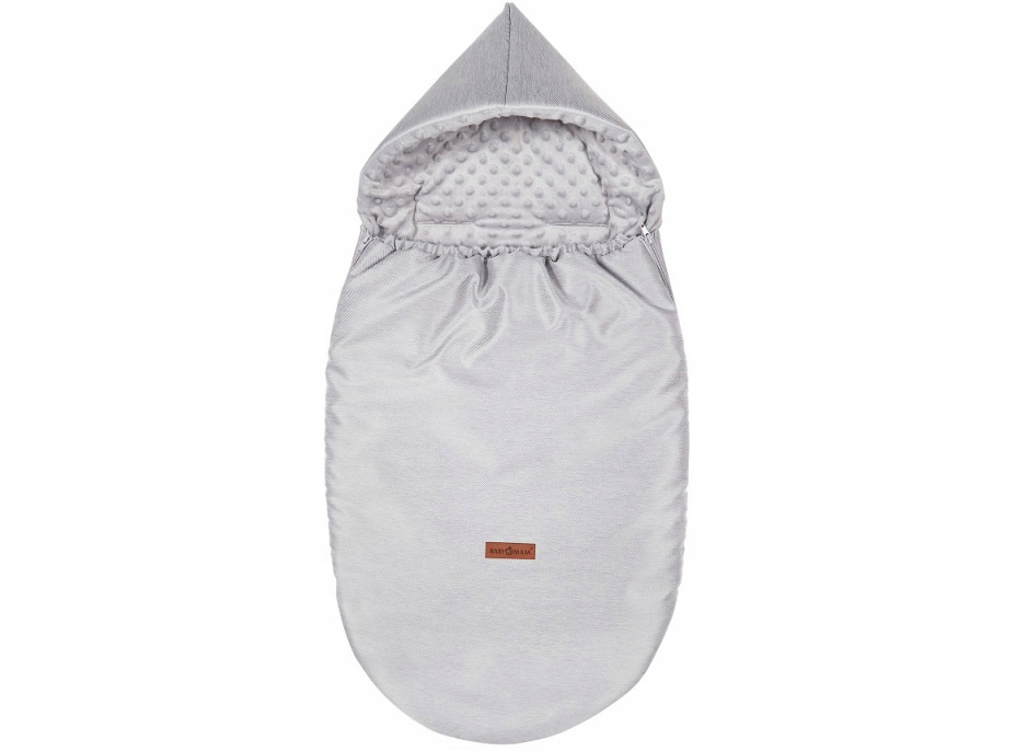 Detský fusak s kapucňou BABYMAM Soft Nature - svetlo šedý melange/šedá minky