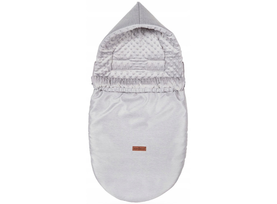 Detský fusak s kapucňou BABYMAM Soft Nature - svetlo šedý melange/šedá minky