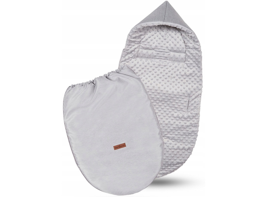 Detský fusak s kapucňou BABYMAM Soft Nature - svetlo šedý melange/šedá minky