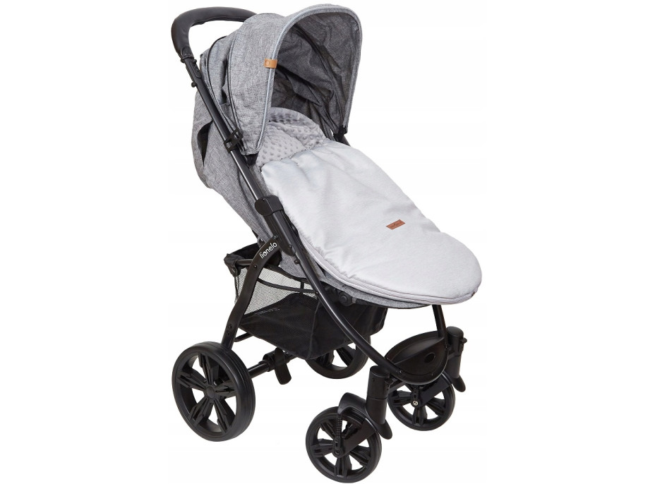 Detský fusak s kapucňou BABYMAM Soft Nature - svetlo šedý melange/šedá minky