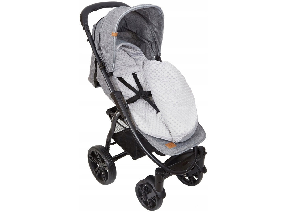 Detský fusak s kapucňou BABYMAM Soft Nature - svetlo šedý melange/šedá minky