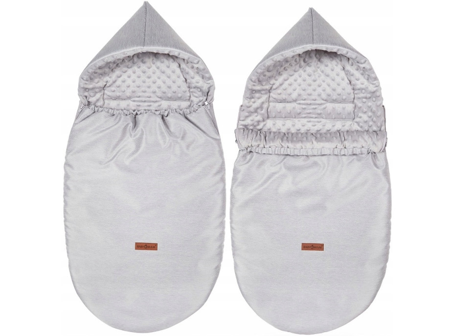 Detský fusak s kapucňou BABYMAM Soft Nature - svetlo šedý melange/šedá minky
