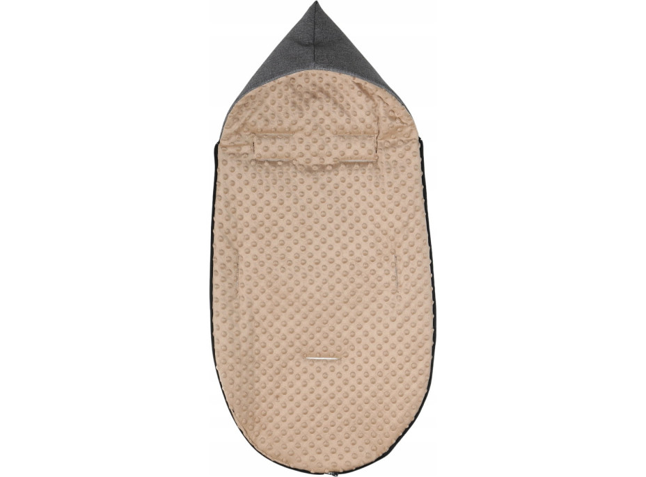 Detský fusak s kapucňou BABYMAM Soft Nature - tmavo šedý melange/béžová minky