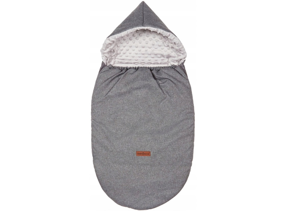 Detský fusak s kapucňou BABYMAM Soft Nature - tmavo šedý melange/sivá minky