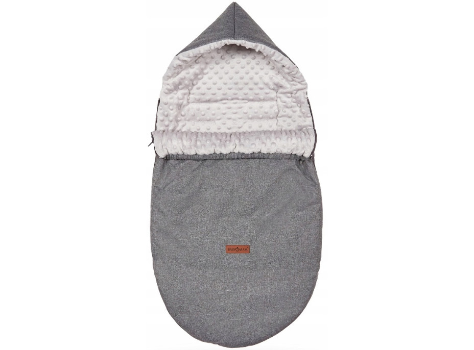 Detský fusak s kapucňou BABYMAM Soft Nature - tmavo šedý melange/sivá minky