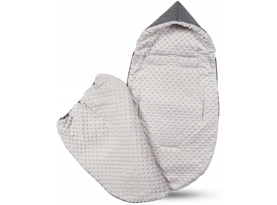 Detský fusak s kapucňou BABYMAM Soft Nature - tmavo šedý melange/sivá minky