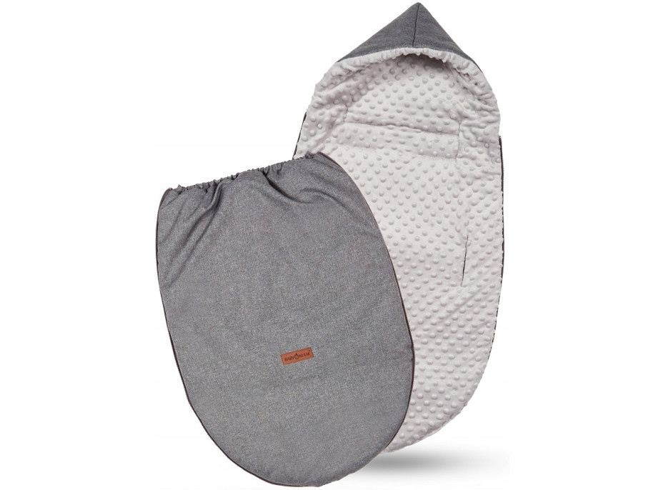 Detský fusak s kapucňou BABYMAM Soft Nature - tmavo šedý melange/sivá minky