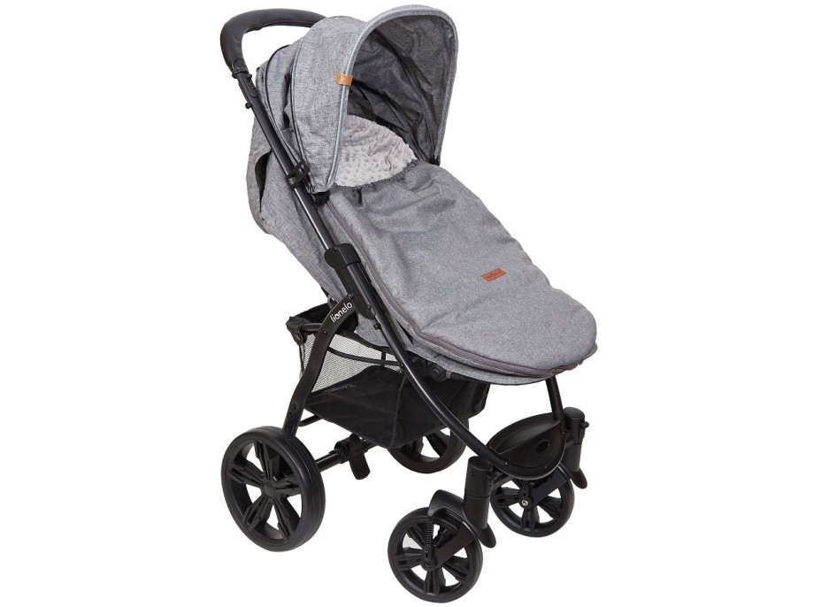 Detský fusak s kapucňou BABYMAM Soft Nature - tmavo šedý melange/sivá minky