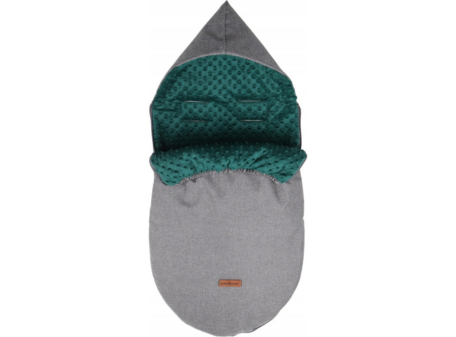 Detský fusak s kapucňou BABYMAM Soft Nature - tmavo šedý melange/tmavo zelená minky