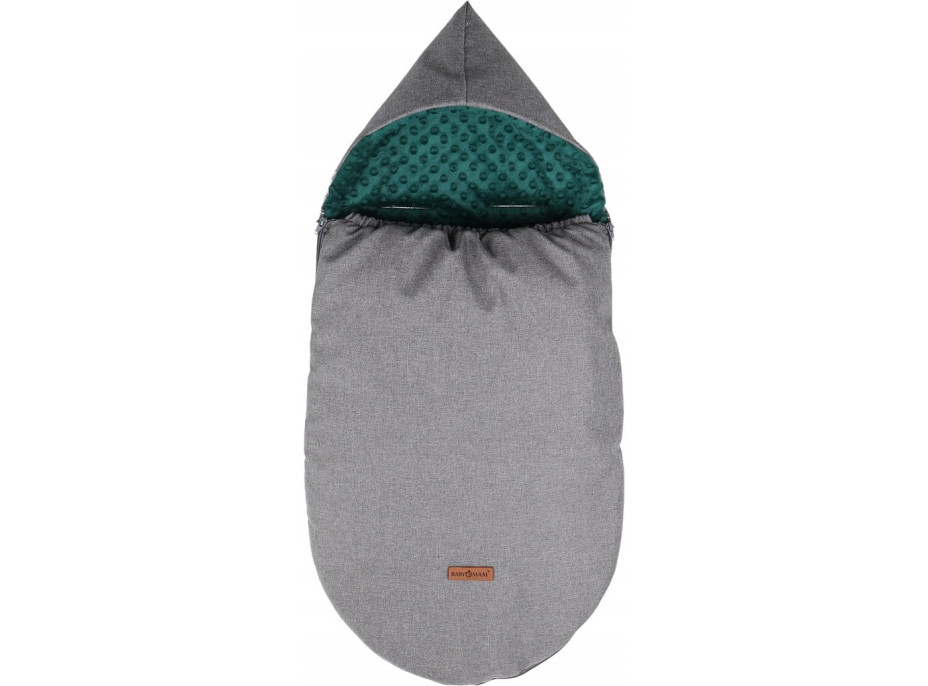 Detský fusak s kapucňou BABYMAM Soft Nature - tmavo šedý melange/tmavo zelená minky