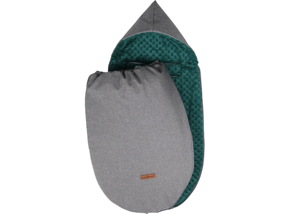 Detský fusak s kapucňou BABYMAM Soft Nature - tmavo šedý melange/tmavo zelená minky