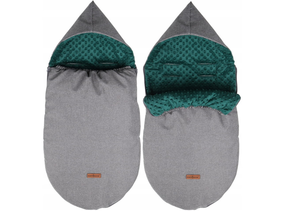Detský fusak s kapucňou BABYMAM Soft Nature - tmavo šedý melange/tmavo zelená minky