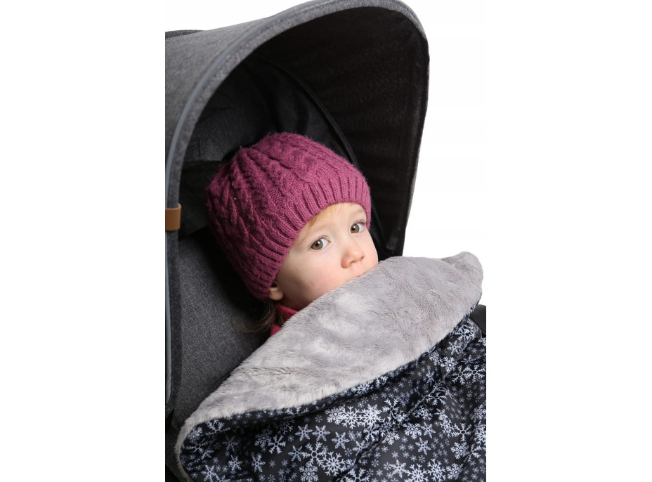 Detský fusak na športový kočík BABYMAM - Vločky/sivý