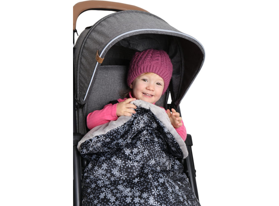 Detský fusak na športový kočík BABYMAM - Vločky/sivý