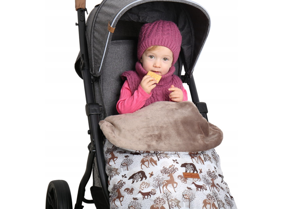 Detský fusak na športový kočík BABYMAM - Zimný les/cappuccino