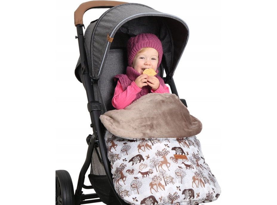 Detský fusak na športový kočík BABYMAM - Zimný les/cappuccino