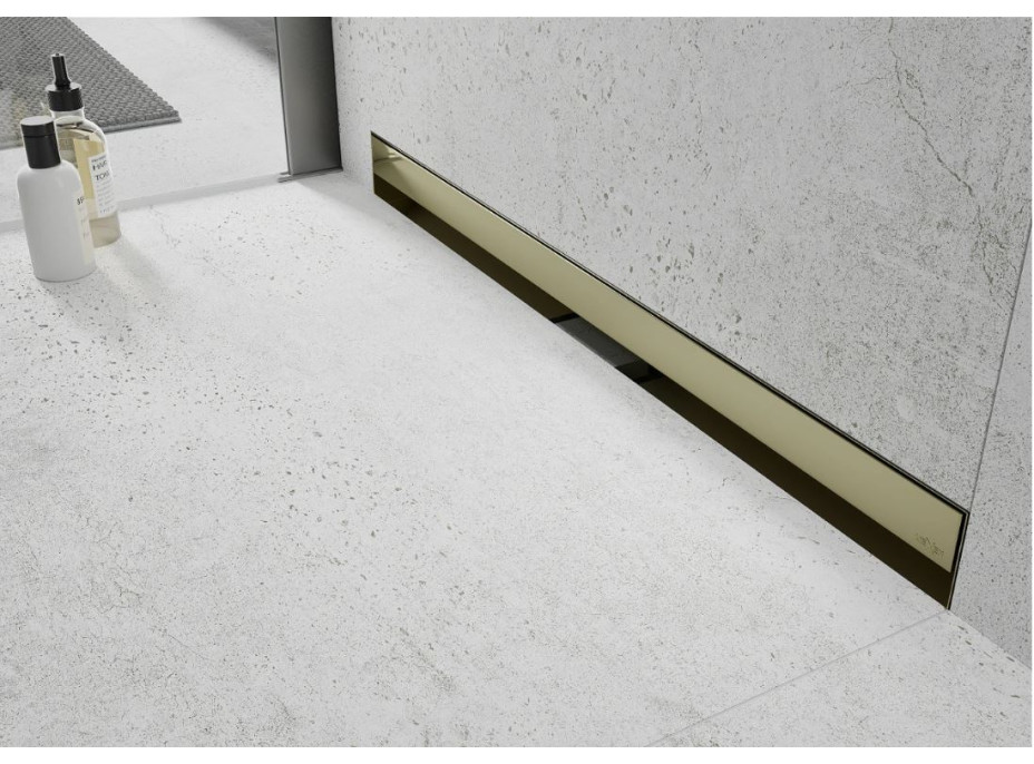 Sprchový žľab do steny MEXEN FLAT WALL 2v1 - zlatý, 1530060, 60 cm