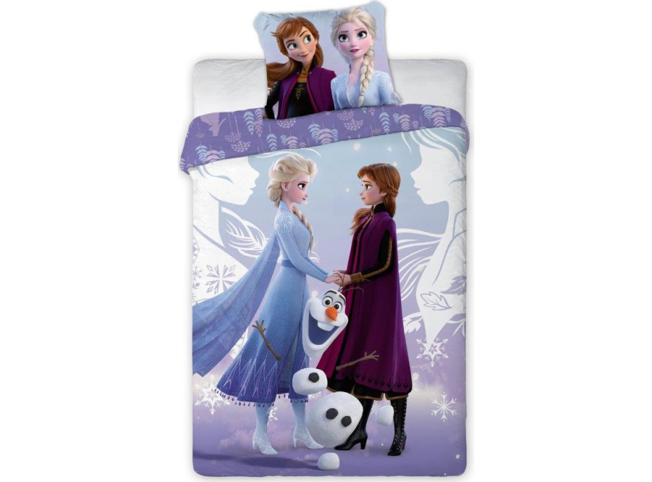 Detské bavlnené obliečky FROZEN Anna, Elsa a Olaf - 140x200 cm