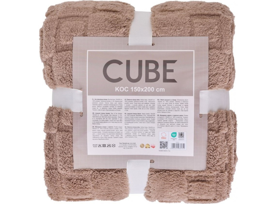 Deka prikrývka CUBE 150x200 cm - mocca