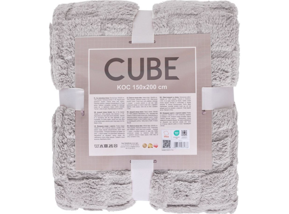 Deka prehoz CUBE 150x200 cm - strieborná