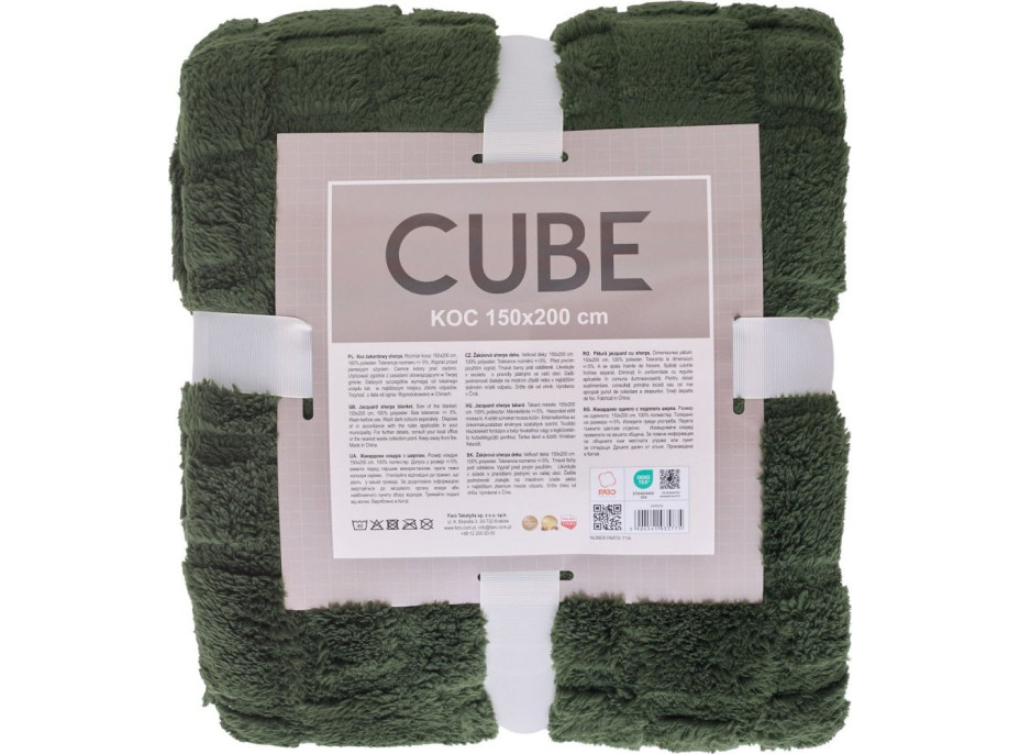 Deka prehoz CUBE 150x200 cm - tmavo zelená