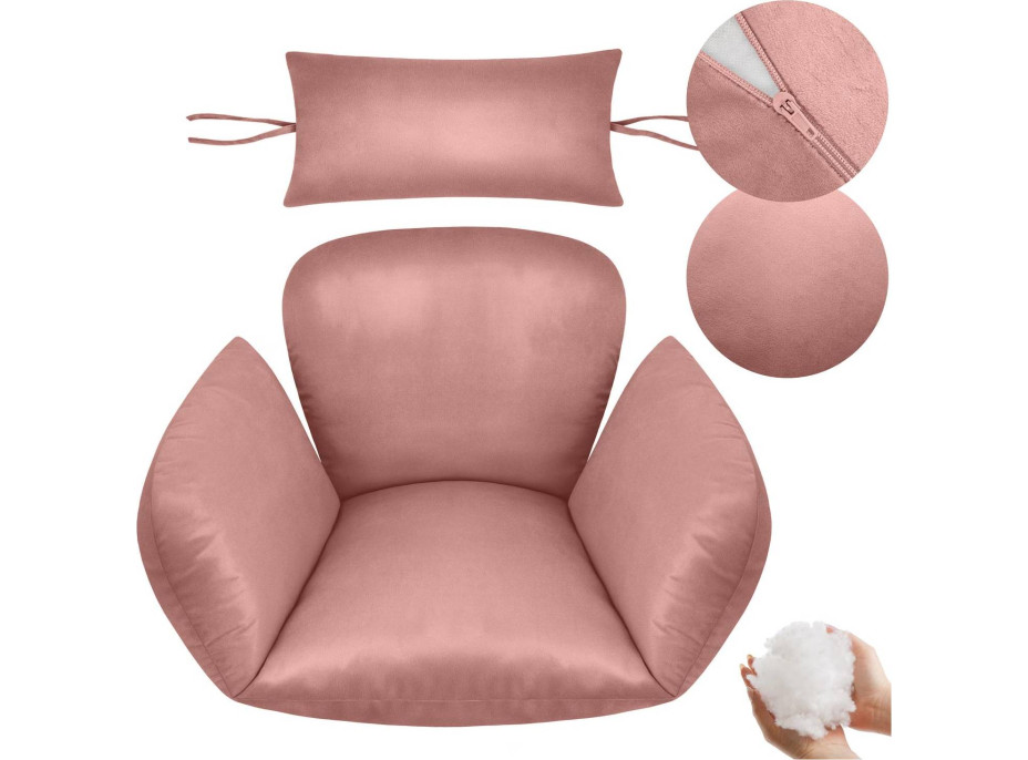 Sedací vankúš PRIMA Velvet do závesného hojdacieho kresla - ružový