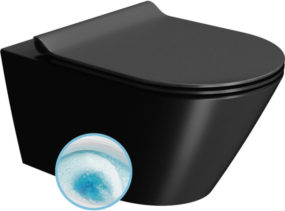GSI KUBE X závesná WC misa, GeniusFlush, 36x55cm, čierna dual-mat 941326