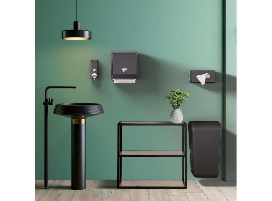 MARPLAST ECOLORED odpadkový kôš nástenný s vekom 23l, ABS, Soft Touch, čierna mat A74020VB