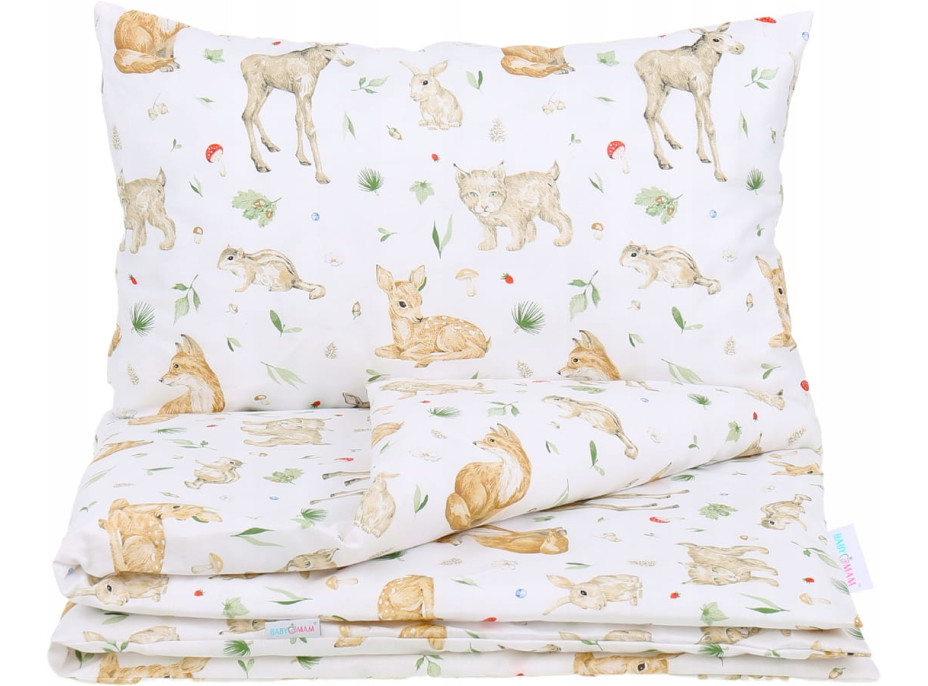 Detské bavlnené obliečky do postieľky 135x100 cm BABYMAM PREMIUM - Lesné zvieratká