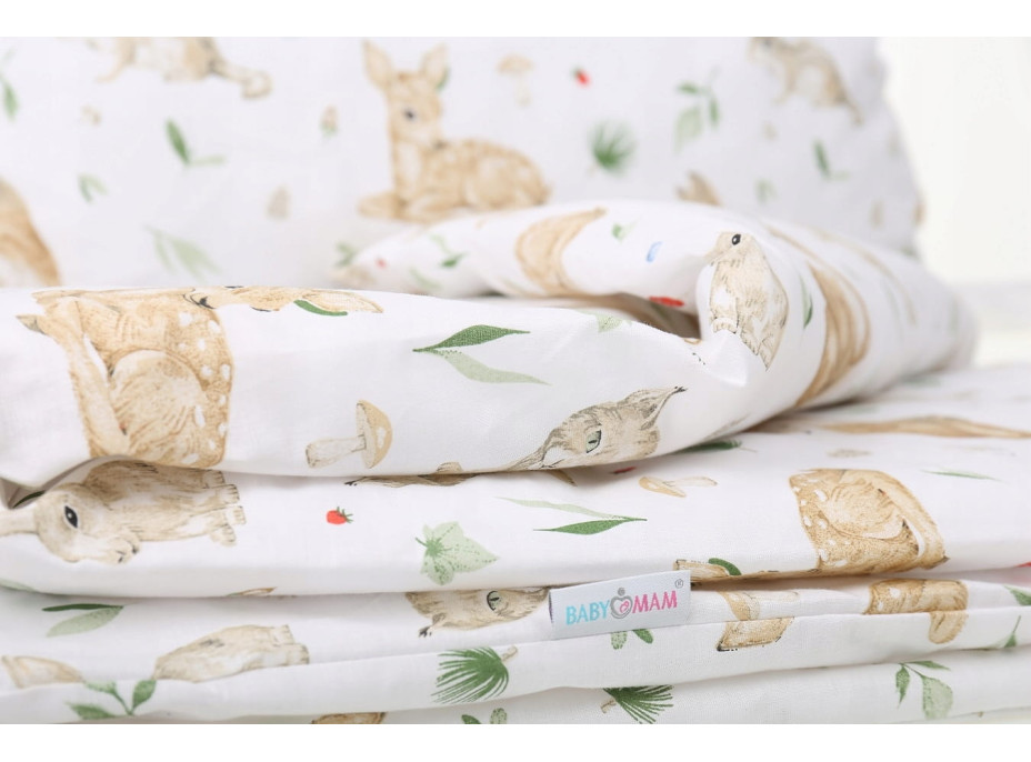 Detské bavlnené obliečky do postieľky 135x100 cm BABYMAM PREMIUM - Lesné zvieratká