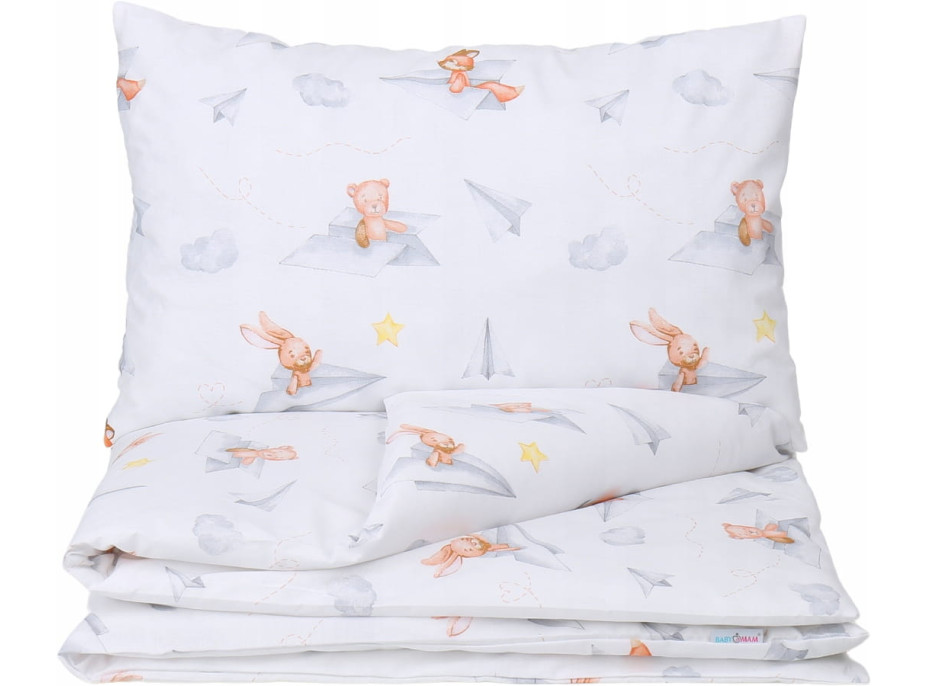 Detské bavlnené obliečky do postieľky 135x100 cm BABYMAM PREMIUM - Let lastovičkou