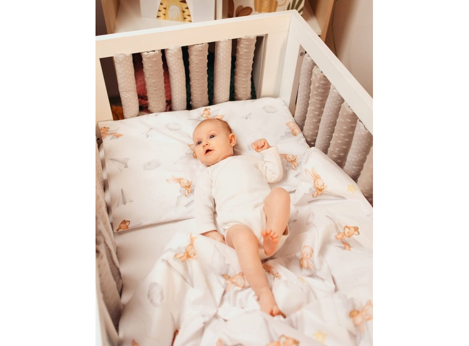 Detské bavlnené obliečky do postieľky 135x100 cm BABYMAM PREMIUM - Let lastovičkou