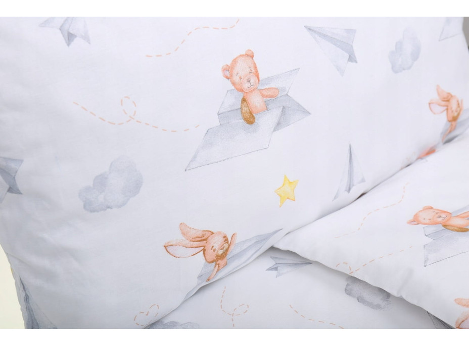 Detské bavlnené obliečky do postieľky 135x100 cm BABYMAM PREMIUM - Let lastovičkou